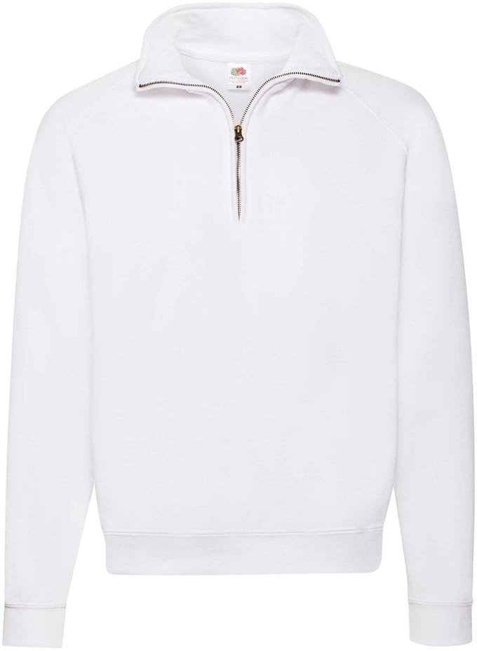 Sweatshirt Fruit Of The Loom Classic Zip Neck Volwassen Blanco - S