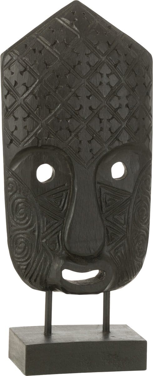 J-Line decoratie Masker Op Voet - hout - zwart - small