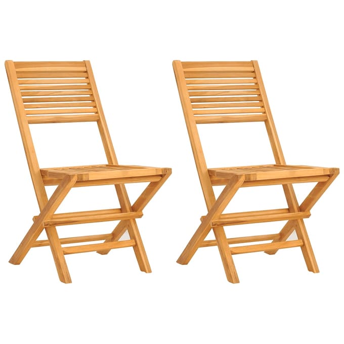 vidaXL - Opklapbare - stoelen, - 2 - stuks, - 47x62x90 - cm, - massief - teakhout