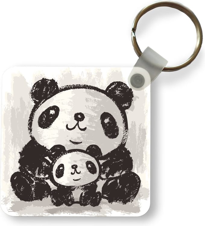 Sleutelhanger - Uitdeelcadeautjes - Panda - Kind - Zwart - Wit - Plastic
