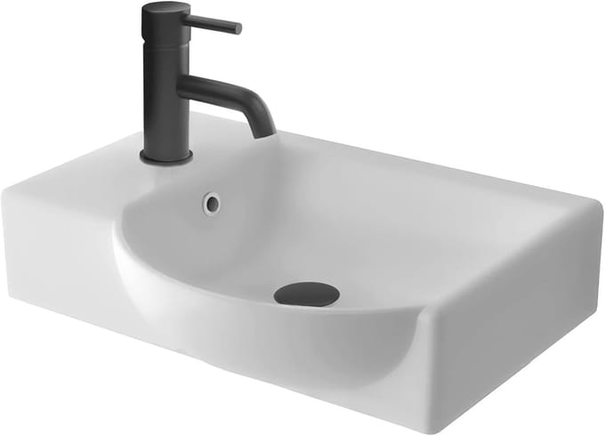 Kleine Wastafel - Compacte Wasbak - Gastentoilet - Keramiek - 45x32x15 cm - Wit