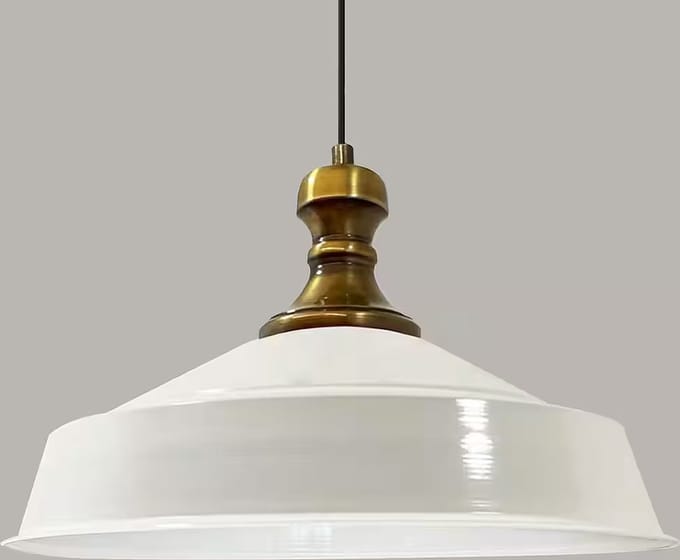 Hangende Metalen Lamp Ø41 cm, E27, Vintage Lamp, Wit Binnenkant