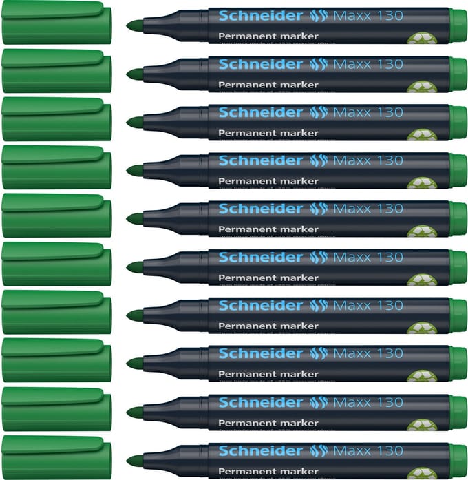 Schneider permanent marker - Maxx 130 - ronde punt - schrijfkleur groen - doos 10 stuks