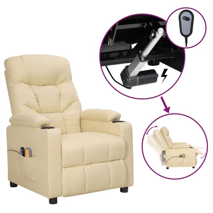 vidaXL - Massagestoel - elektrisch - stof - crèmekleurig