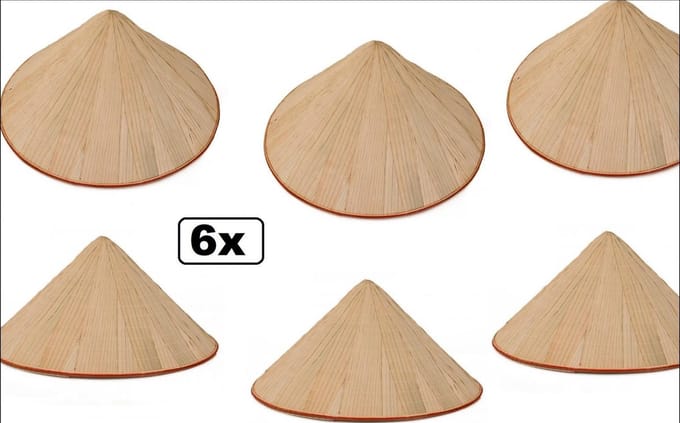 6x Chinese strohoed - landen china chinees hoofd deksel