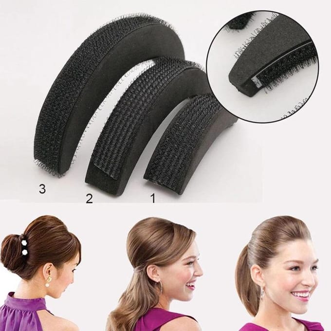 3-delige set Haar Pads Haarvolume Verhogende Poederbol Haarbroodje Maker Schuimrubber Opvulling Basis Haar black