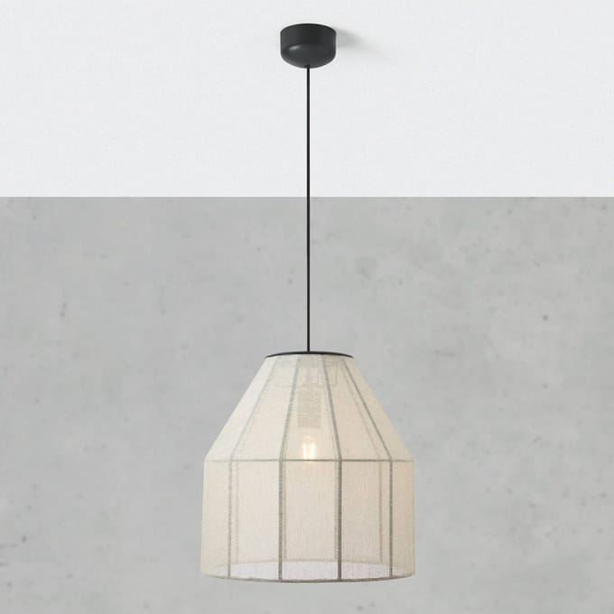 Markslöjd Hanglamp Aiko, beige/zwart, Ø 37 cm, stof/metaal