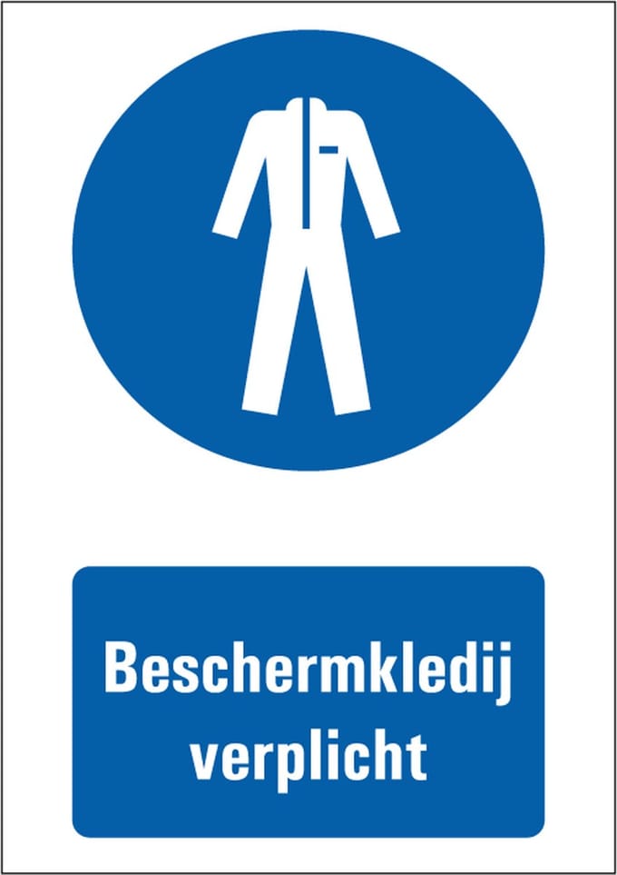 Beschermkledij verplicht tekststicker 297 x 210 mm (A4)