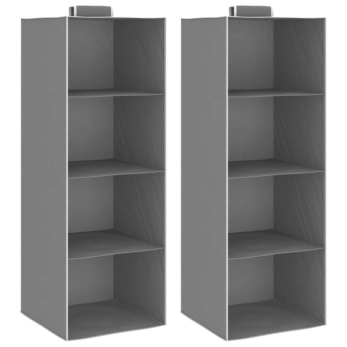 vidaXL - Kledingorganisers - hangend - 2 - st - met - 4 - schappen - stof