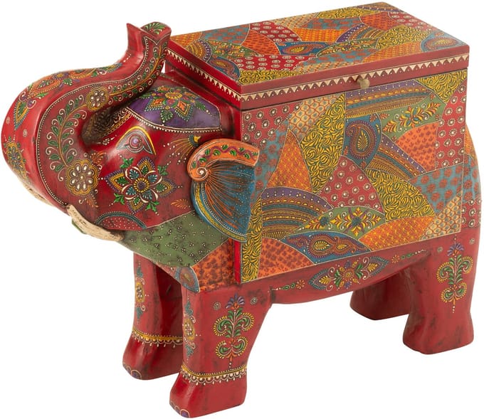 J-Line koffer Olifant Delhi - hout - mix