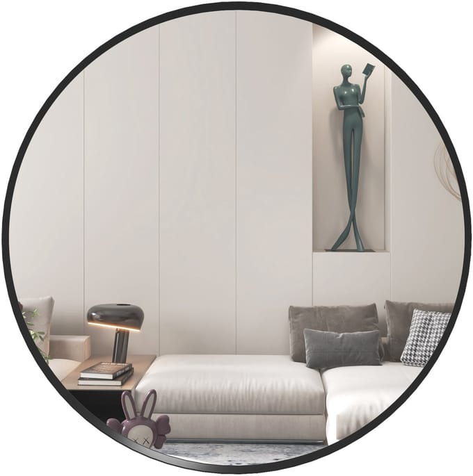 HOMCOM Wall Mirror Aluminiumlegierung, Glas 61L x 1B x 61H cm Schwarz