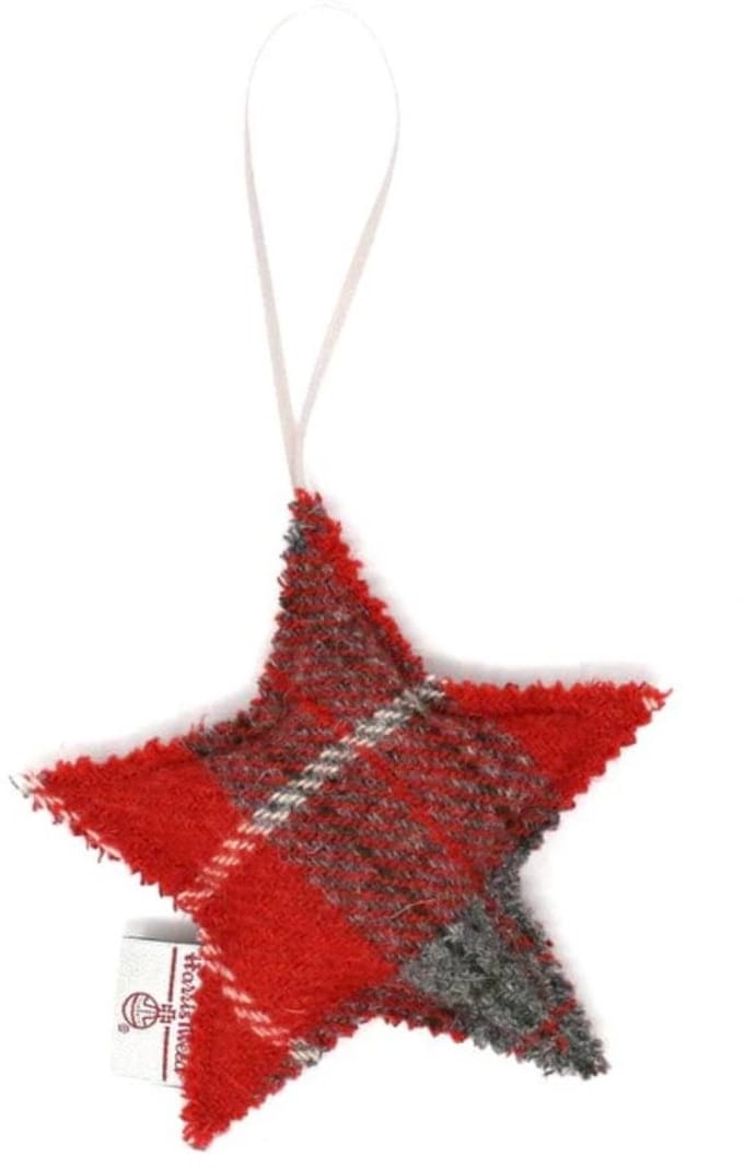 Kerstboom hanger tartan - ster - rood - Caroline Wolfe Murray