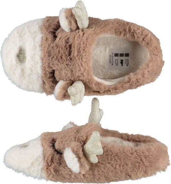 Apollo - maat 35/36- Meisjes Huisslippers X-Mas - Beige