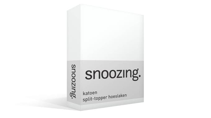 Snoozing  - Katoen - Split-topper - Hoeslaken - Lits-jumeaux - 180x200 cm - Wit