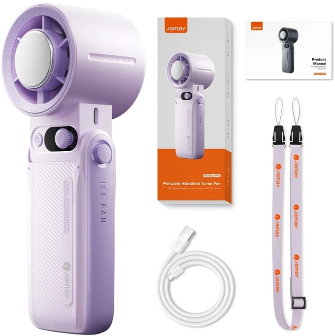 HOB TurboFlow Pro - HandVentilator - Mini Ventilator - Ventilator Draagbaar - Krachtig Design - 8000 mAh - 199 Snelheden - Roze