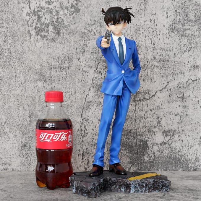 Amine Detective Conan met Pistool Shinichi Kudo Actiefiguur Speelgoed 30cm no box blue