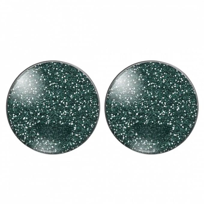 Clip oorbellen groen spikkel 2.5 cm