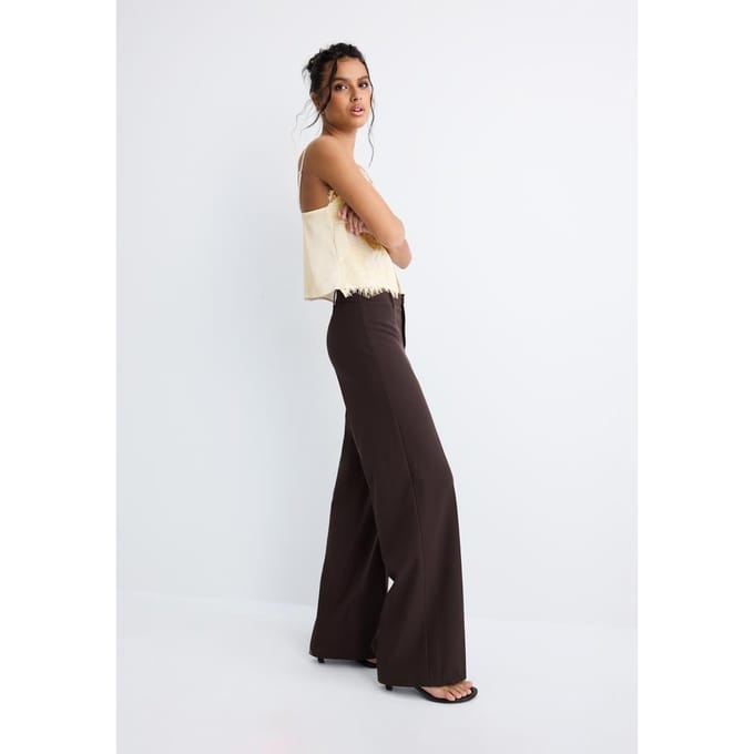 Stradivarius Broek met wijde pijpen  Bruin 36