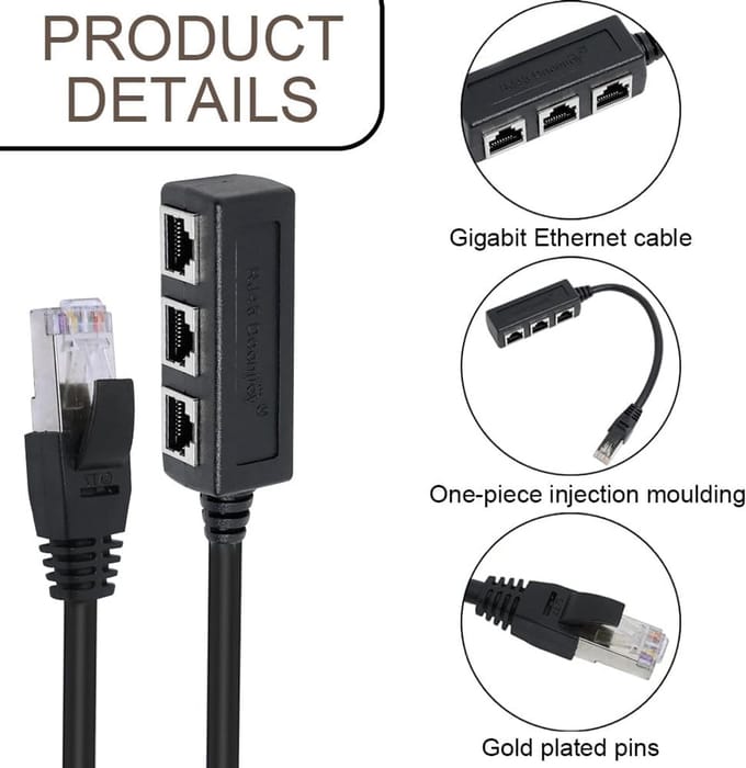 Ethernet Splitter 1 naar 3 Vrouwtjes RJ45 Adapter voor Netwerkkabels