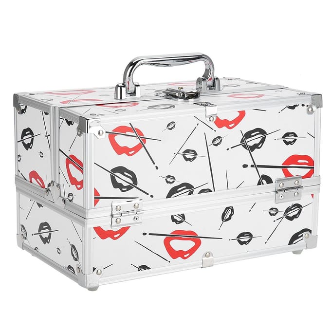 Professionele Cosmetische Opbergdoos Draagbare Opbergruimte Sieradendoos Make-up Organizer Doos(M) white