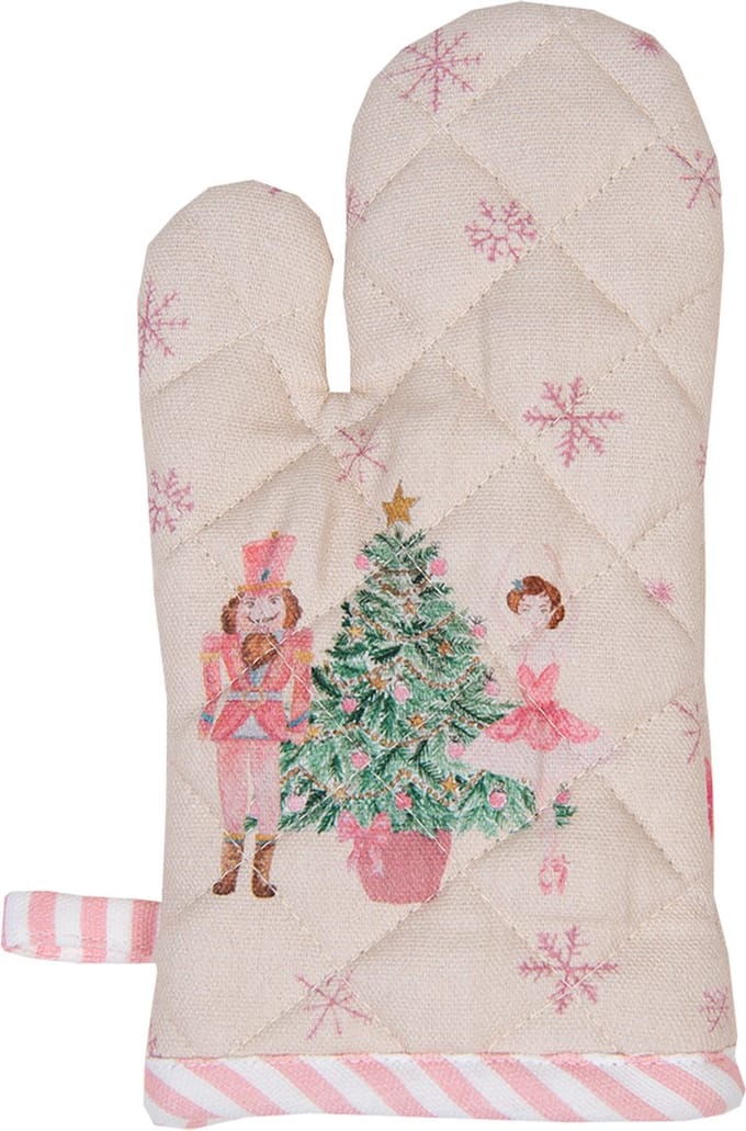 Clayre & Eef Kind Ovenwant 12x21 cm Beige Roze Katoen Notenkraker