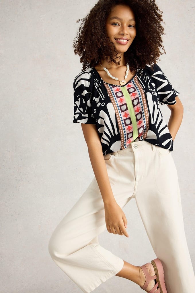 White Stuff Imogen Top Navy Print Taglia: 6 | Magliette intime Outlet | Donna | Blu