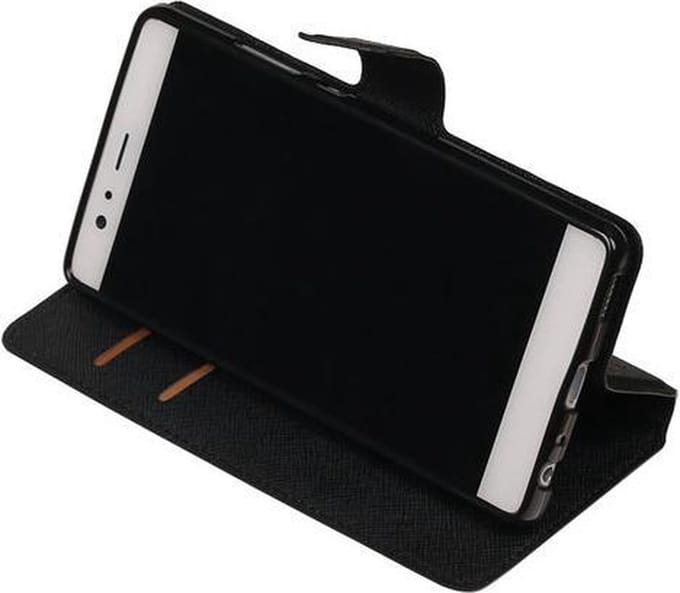 Zwart Huawei P9 Plus TPU wallet case booktype hoesje HM Book
