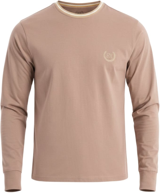 OMBRE Longsleeve - Katoen - Lange Mouw - Gestreept Koffie M