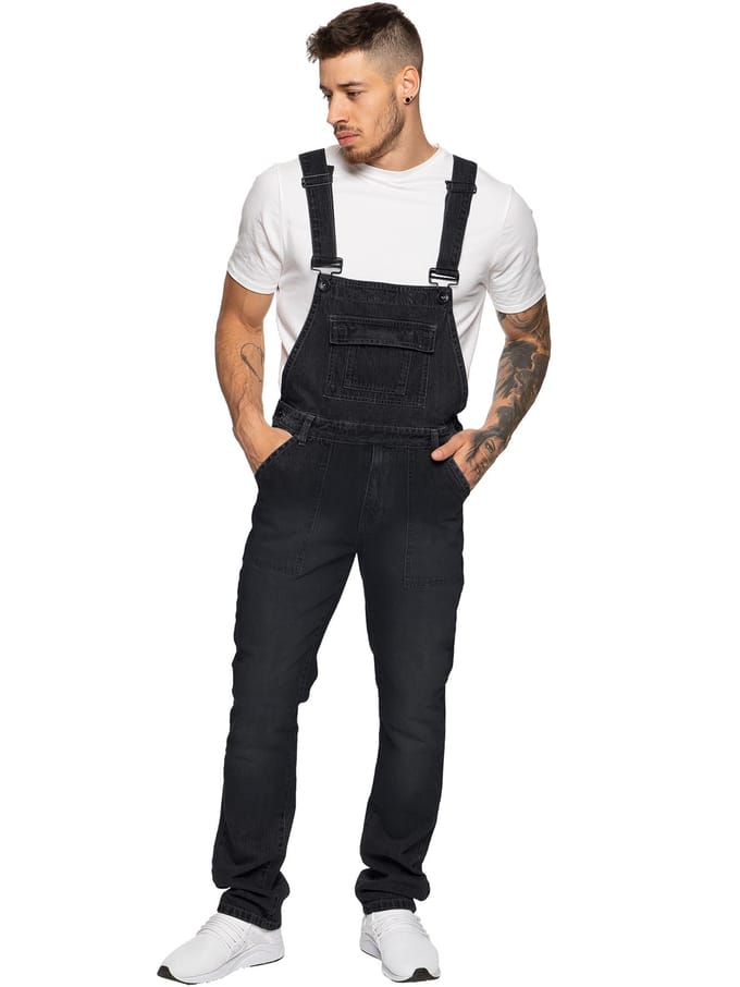 Enzo | Denim Overall tuinbroek voor heren - Zwart