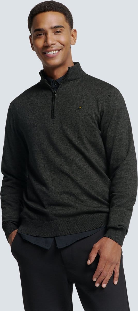 No Excess Pullover half zip 2 coloured melang dark grey
