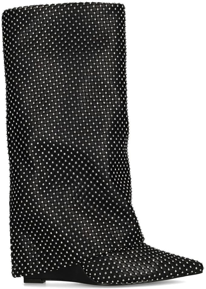 Sacha - Dames - Zwarte strass laarzen met flap - Maat 37