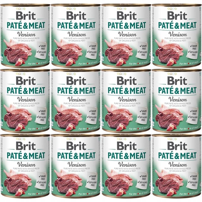 Brit Paté & Meat - Hondenvoer - Hertenvlees - 12x800g - Graanvrij