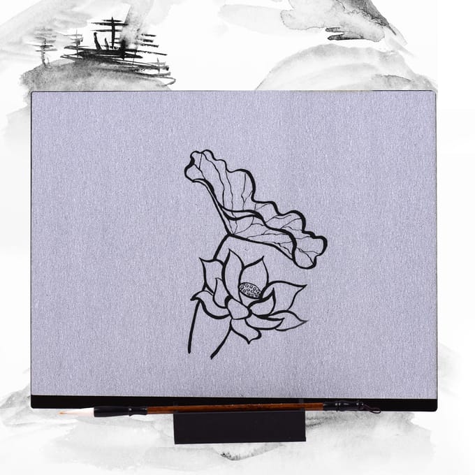 Herbruikbare Boeddhabordkunstenaarsbordverf met waterpenseel en standaard voor drukontspanning 19 x 18cm Board gray