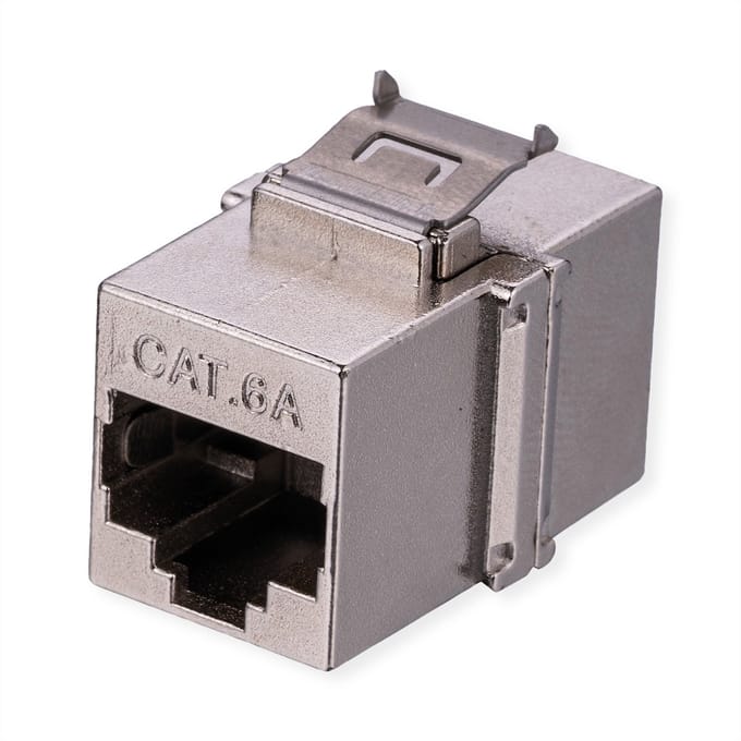 VALUE RJ-45-koppeling, keystone, afgeschermd, Cat.6A (Klasse EA), korte uitvoering, zilver