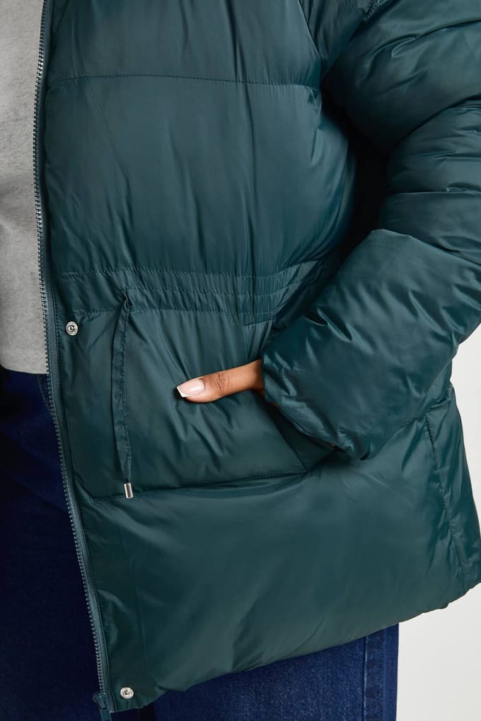 boohoo Dames Plus Capuchon Gewatteerde Jas | Dark Green | Maat: 16
