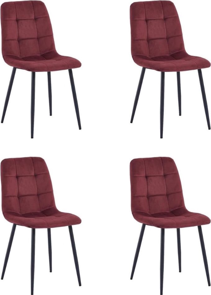 Colenis - Ela Eetkamerstoel - Set Van 4 - Bordeaux - Velvet - Design