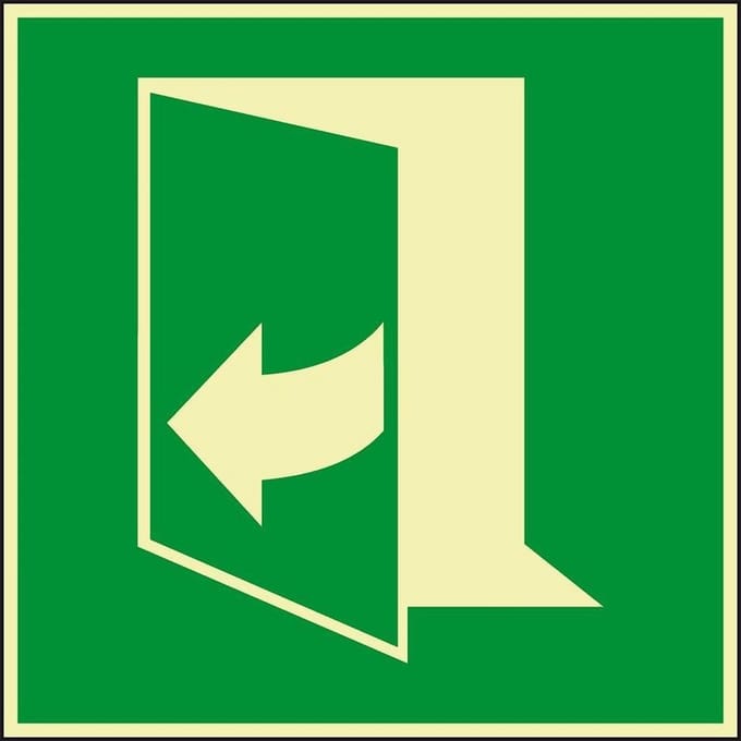 Extra lichtgevende deur trekken rechts sticker, 100 x 100 mm, E058