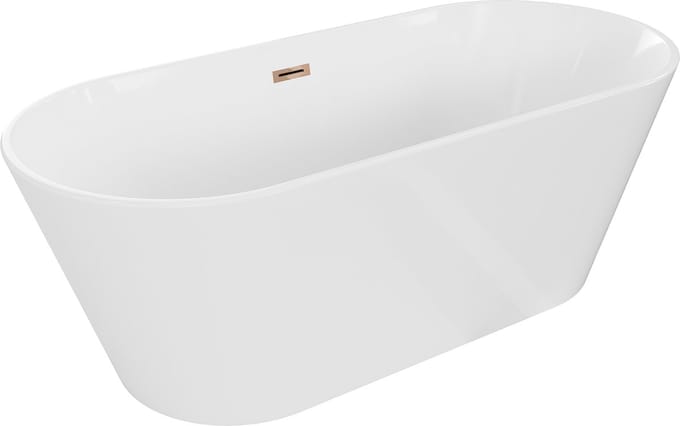 Mexen Flavia vrijstaande badkuip 170 x 75 , wit, overloop roze goud - 54031708000-60