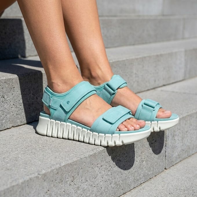 Ecco Gruuv Sandalen blauw Leer - Maat 37