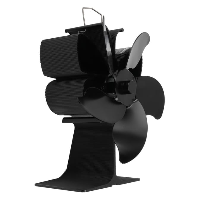 Hitteaangedreven Haardventilator Zwart Kachelventilator 5 Bladen Thermische Kracht Hittebestendig Eco black