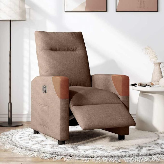 vidaXL - Fauteuil - verstelbaar - elektrisch - stof - bruin