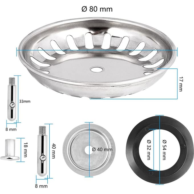 1PC 80/82/84mm Premium Crépine d'Évier de Cuisine de Remplacement Bouchon de Vidange Filtre de Vidange d'Évier Acier Pour Accessoires d'Éviers de Salle de Bain white