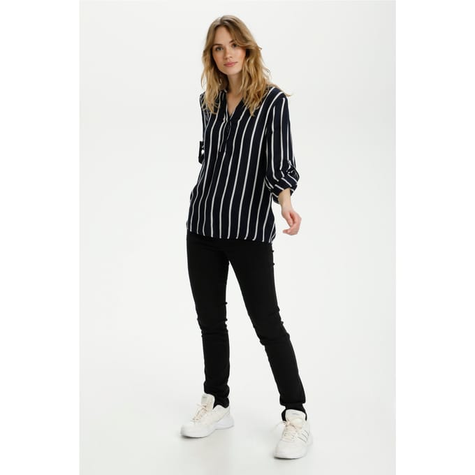 Blouse met lange mouwen Regular fit Midnight Marine/Chalk blue white