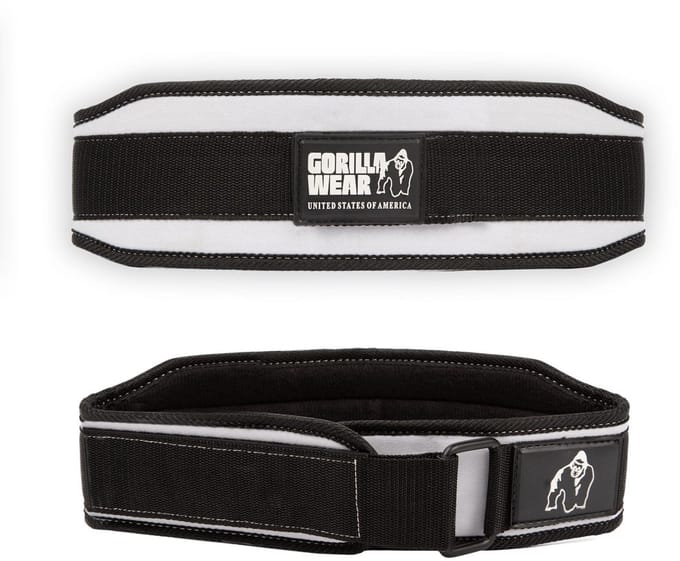 Gorilla Wear 4 Inch Nylon Sportriem - Halterriem - Dames - Zwart / Wit - S