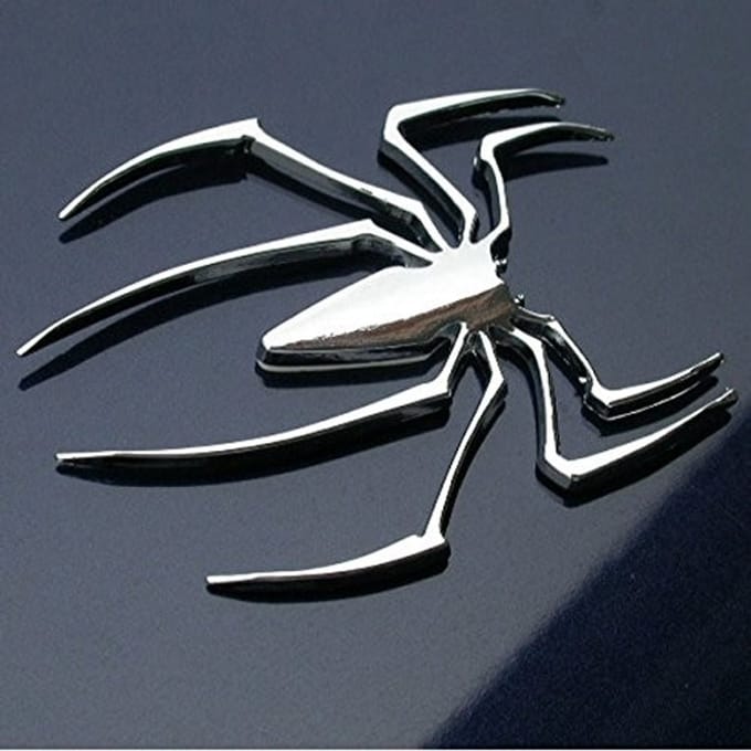 Dailygoods- Spider Sticker 3D Metaal - Auto Sticker - Decoratieve Sticker - Reflecterende Sticker - Grappige Sticker - Afmeting 8cm x 6,5cm - Autosticker