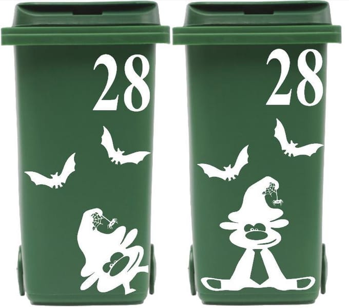 8 delige set Kliko container vleermuis & halloweenbeest + huisnummer | Rosami