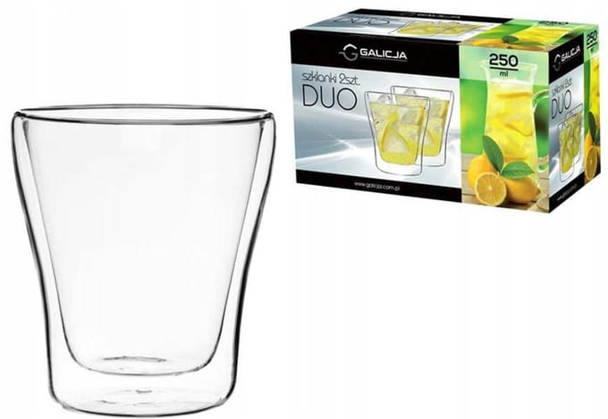 Dubbelwandig glas 250 ml, 2 stuks
