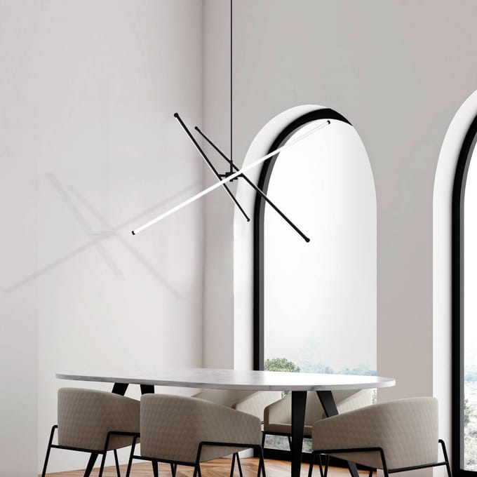 Viokef LED hanglamp Sandy, lengte 90 cm, zwart, metaal