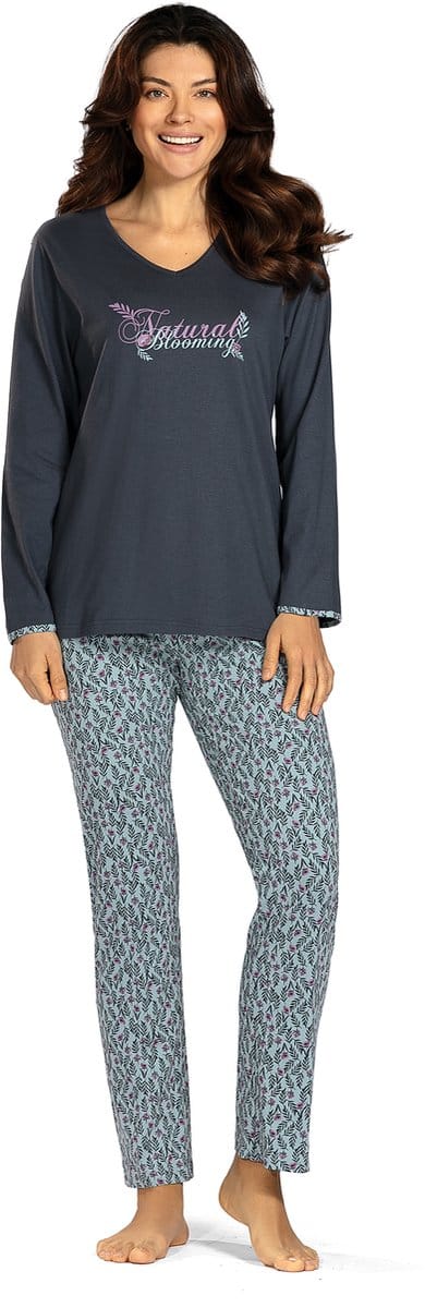 Comtessa - Dames pyjama - 100% katoen - Grijs blauw - Maat 42