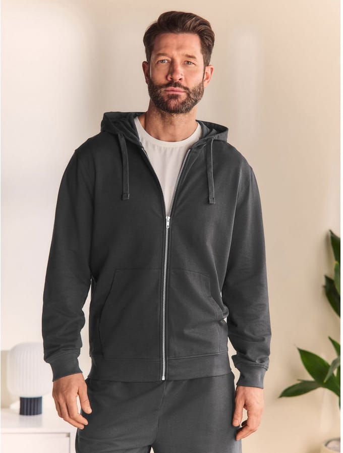 Next - Heren - Lichte hoodie met rits - Grijs